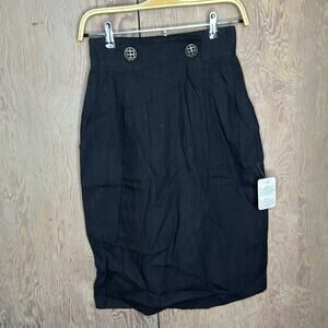 Vintage NWT Umberto Ginocchietti Women's Black Midi Skirt